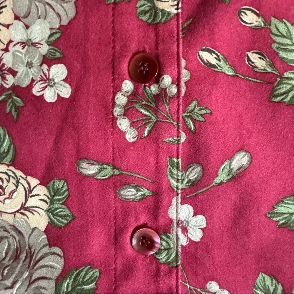 Papagallo Blouse Long Sleeve Burgundy Print 2X - Picture 13 of 16